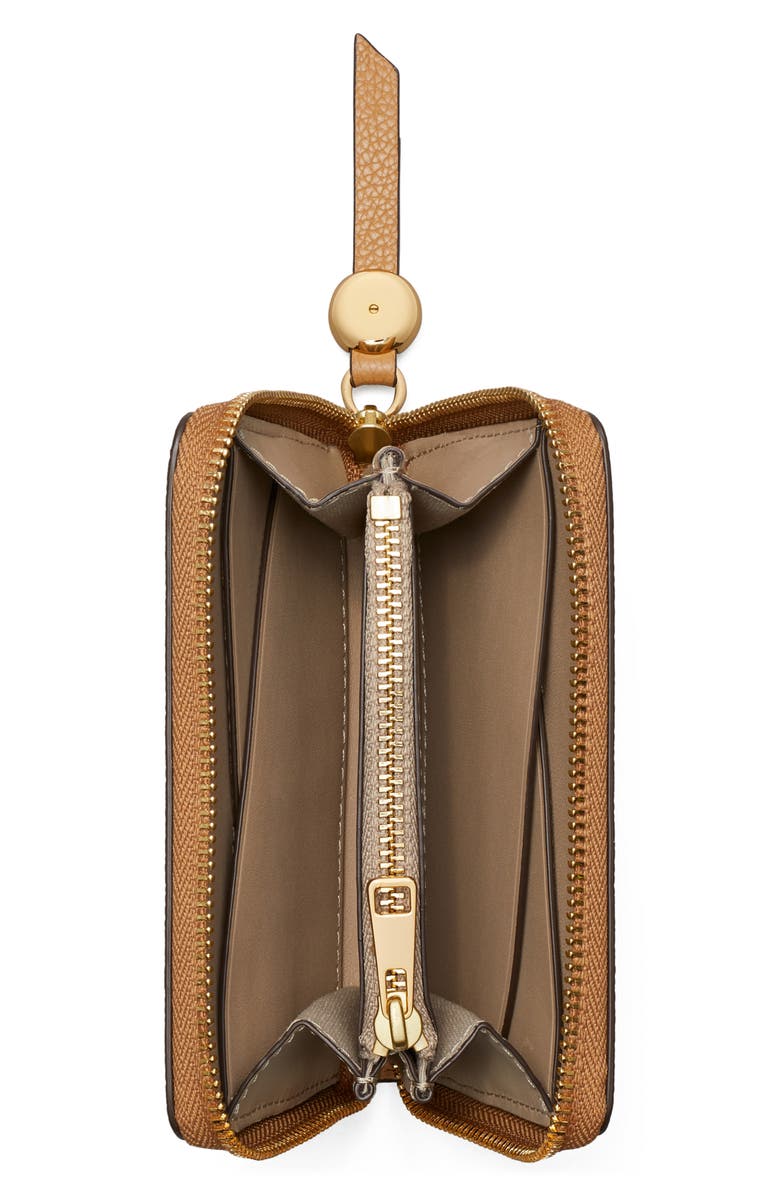 Tory Burch Romy Medium Leather Zip Wallet, Alternate, color, Tiramisu