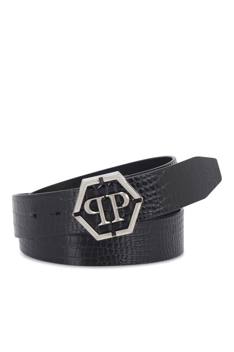 Leather Belt Cocco Men, Main, color, black