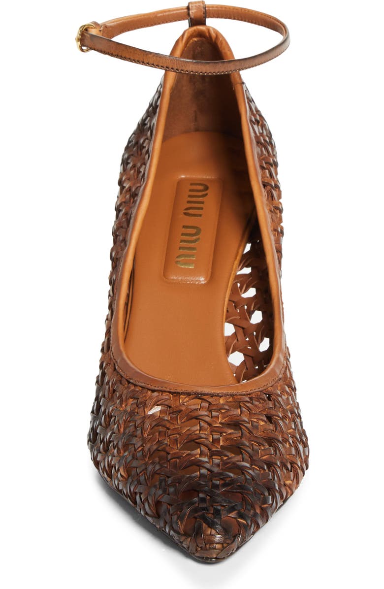 Miu Miu Woven Pointed Toe Pump, Alternate, color, Cognac
