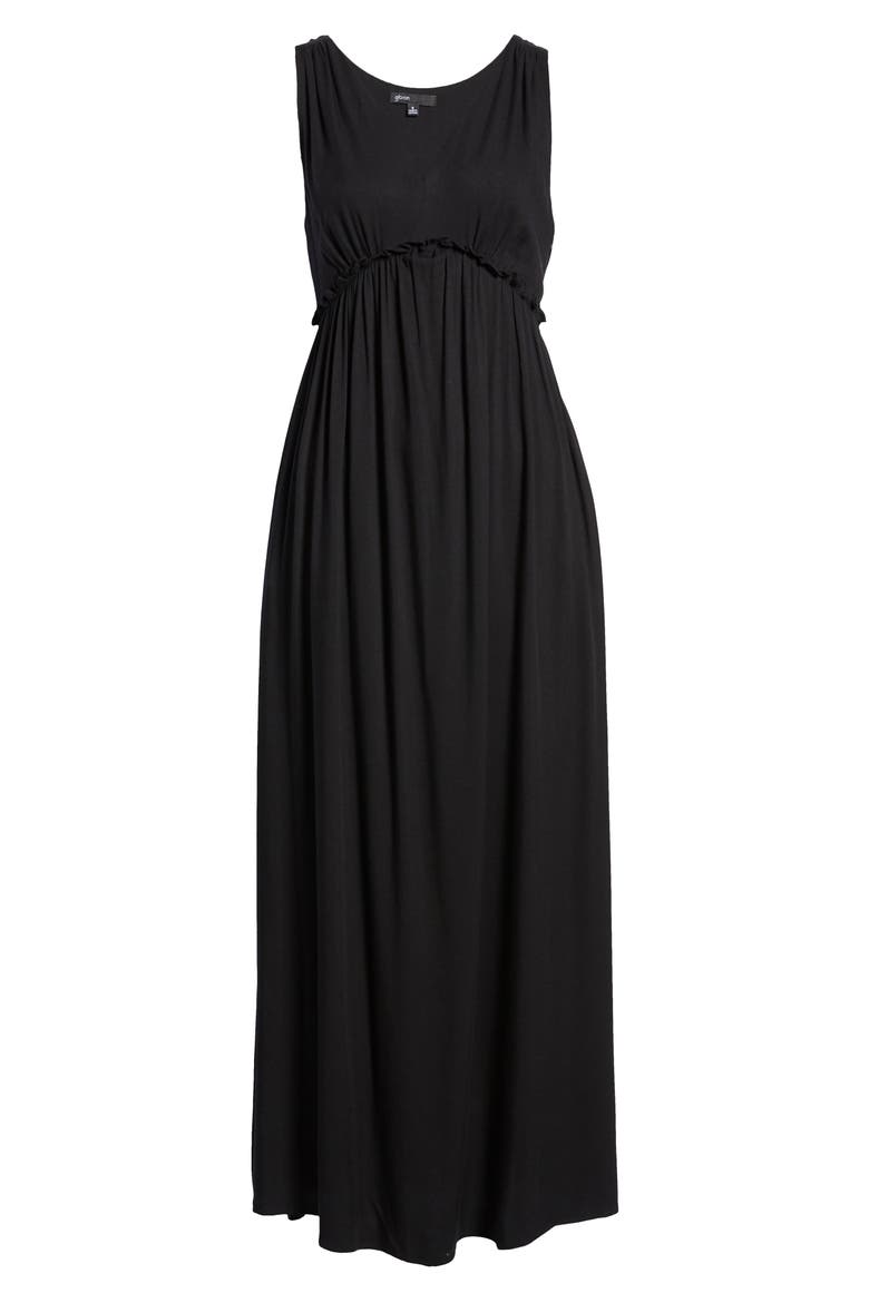 x Hi Sugarplum! Amalfi Border Maxi Dress, Alternate, color, BLACK