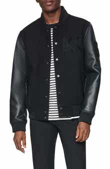 Faux Wool Varsity Bomber Jacket