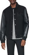 Kenneth Cole Faux Wool Varsity Bomber Jacket