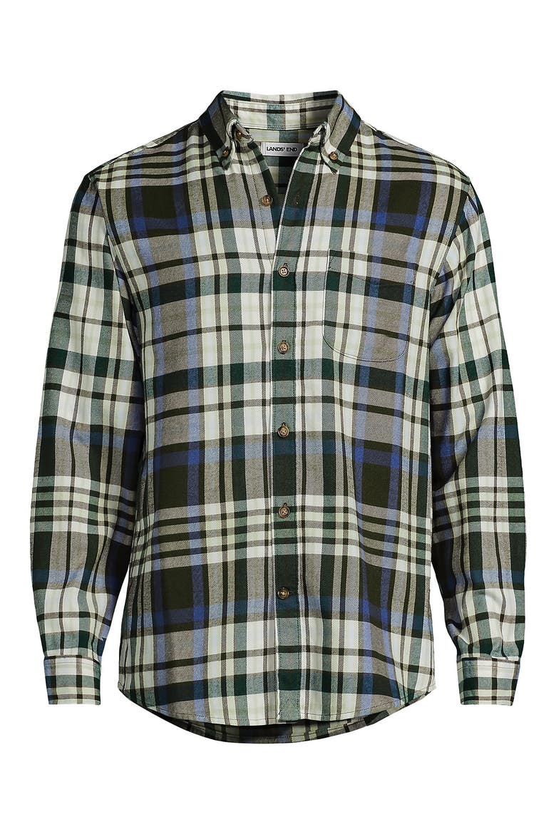 Flagship Flannel Shirt, Alternate, color, Ivory/Antique Moss Plaid