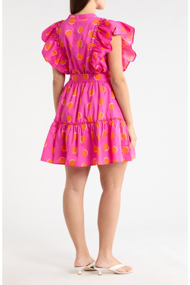Kress Floral Domis Cotton Shift Minidress, Alternate, color, ROSY FUCHSIA/ ORANGE DOT