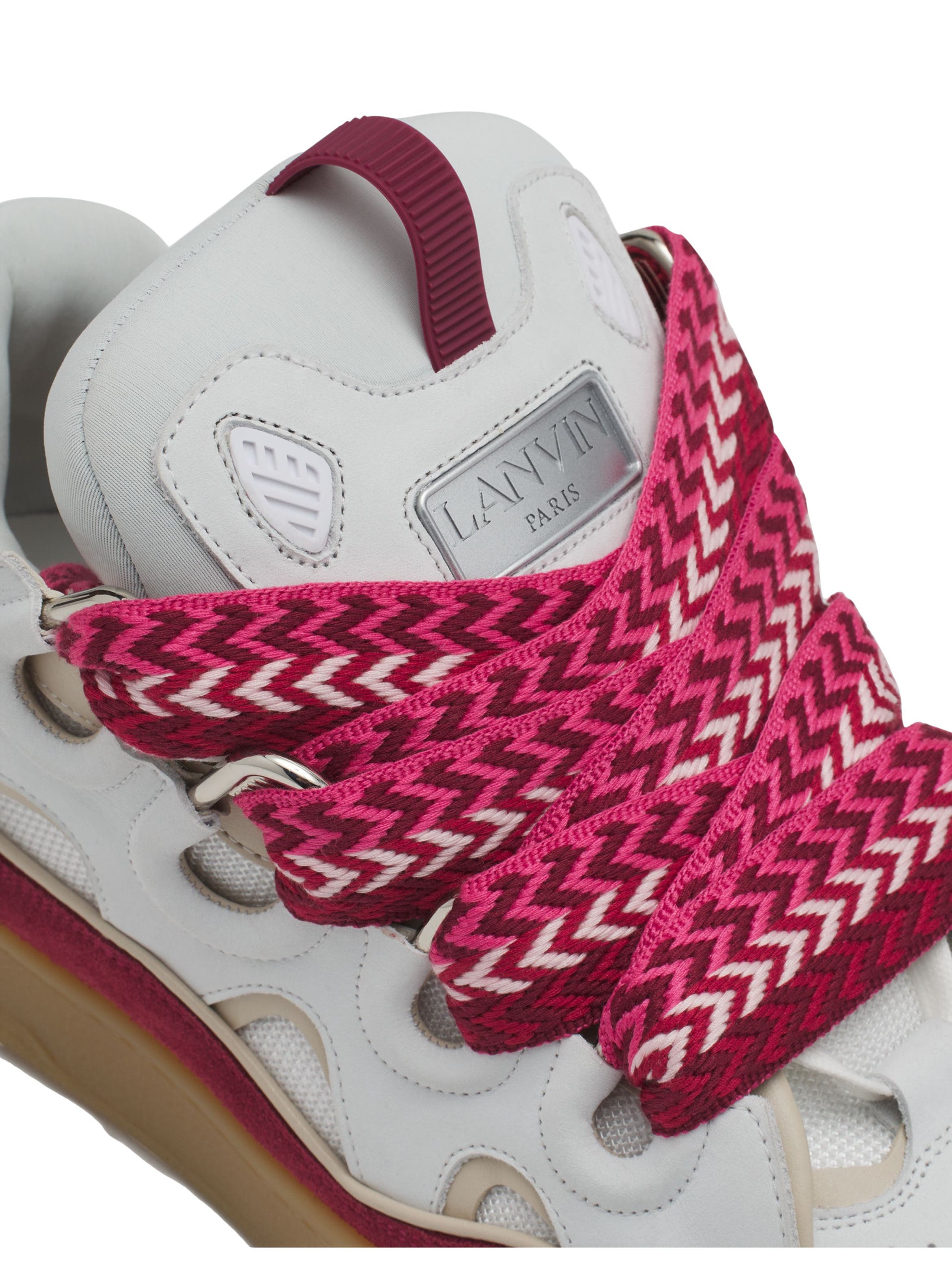 Lanvin Curb Leather Sneakers, Alternate, color, Green/Pink