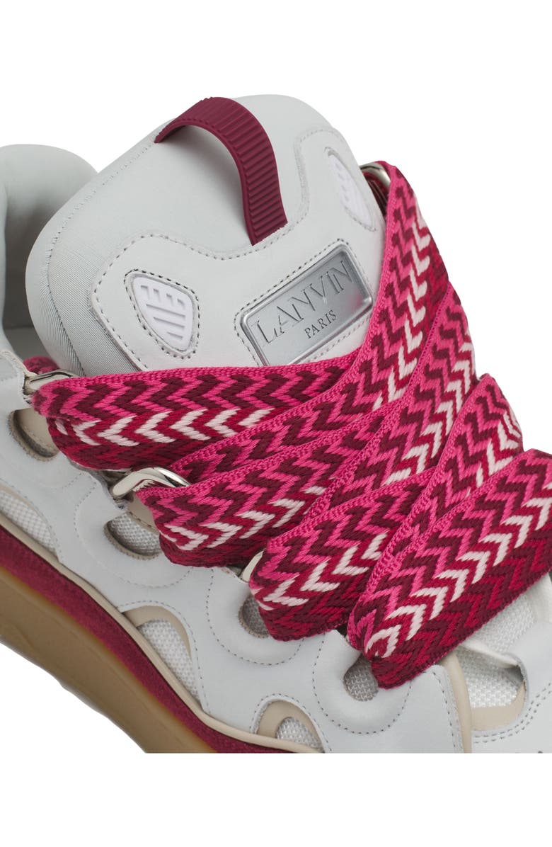 Lanvin Curb Leather Sneakers, Alternate, color, Green/Pink
