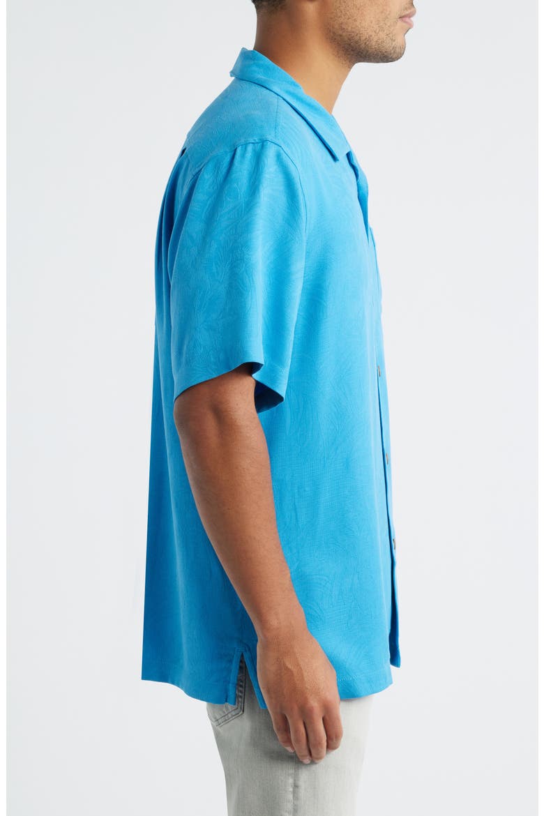 Tropic Isle Short Sleeve Button-Up Silk Camp Shirt, Alternate, color, BLUE CANAL