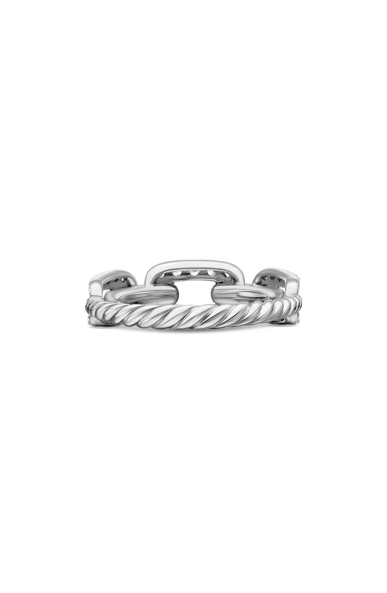 David Yurman Stax Diamond Chain Link Ring, Alternate, color, White Gold