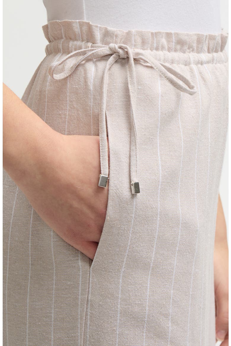 Side Waist Tie Wide Leg Pants, Alternate, color, NATURAL WHITE PINSTRIPE