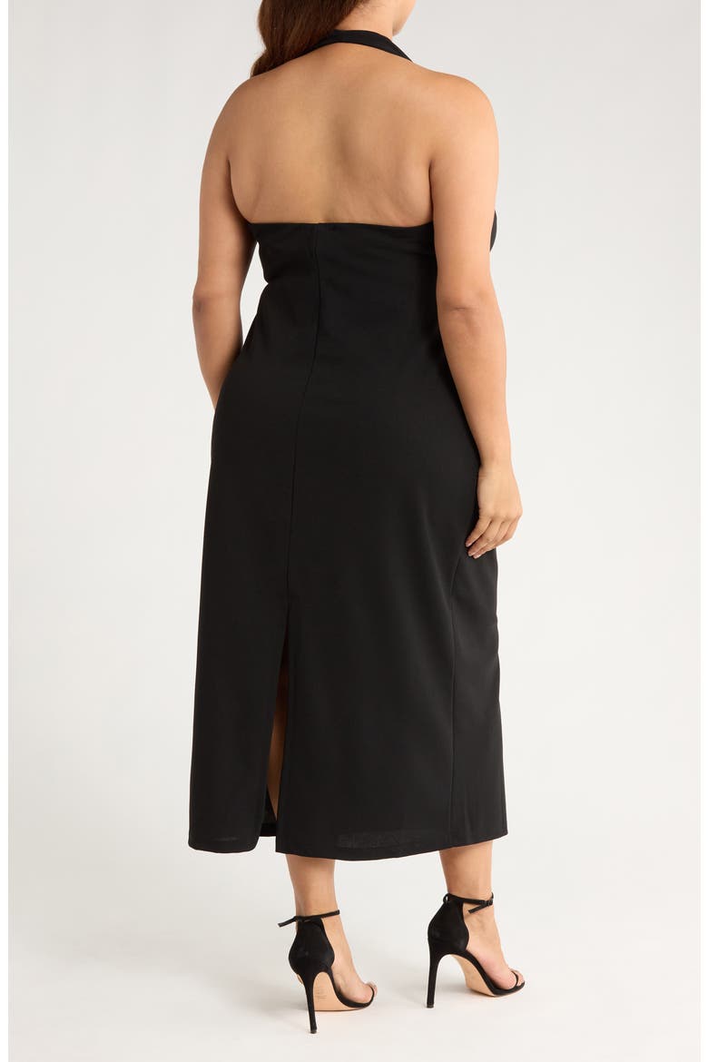 Draped Halter Neck Maxi Dress, Alternate, color, BLACK