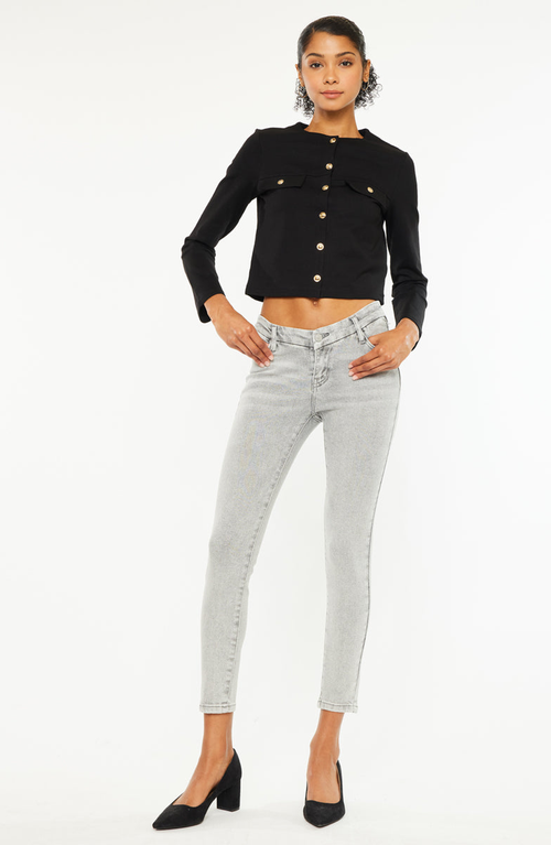 Kancan Kiara Mid Rise Ankle Skinny Jeans In Gray
