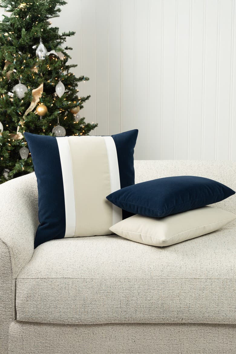 Plush Velvet Indoor & Outdoor Woven Accent Pillow, Alternate, color, Midnight