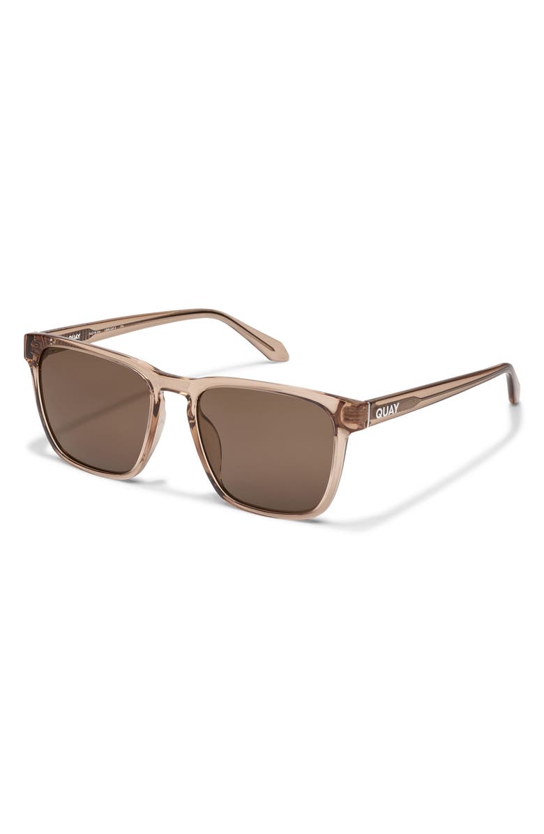 QUAY Unplugged 56mm Polarized Square Sunglasses, Alternate, color, Oat/ Brown Polarized