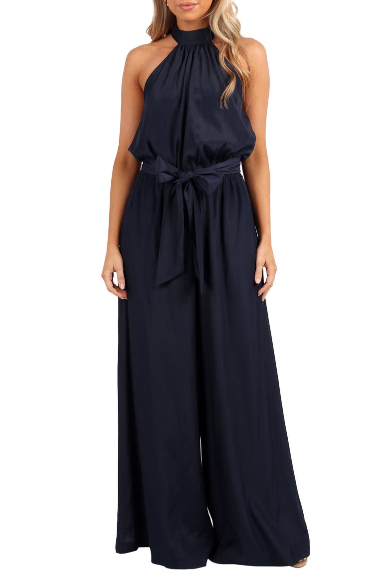 Lelia Halter Neck Wide Leg Jumpsuit, Main, color, NAVY