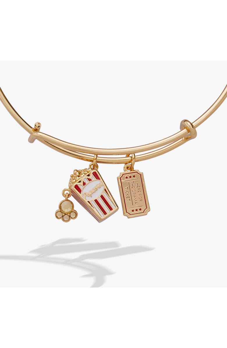 Alex and Ani 'Here For The Drama!' Movie Theater Popcorn & Ticket Charm Bangle, Alternate, color, Gold
