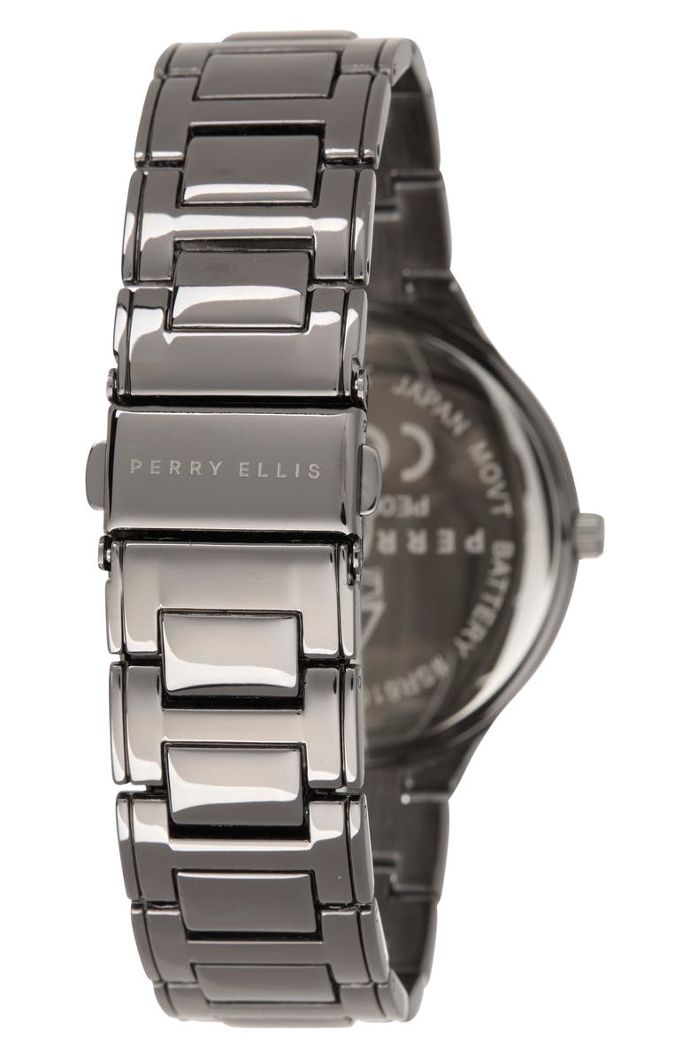 Perry Ellis Gunmetal Diamond Accent Bracelet Strap Watch, 41mm, Alternate, color, Gunmetal