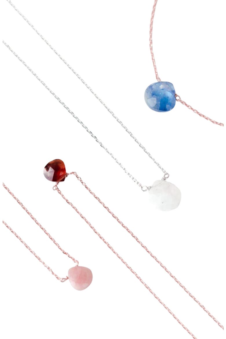 Gemma Dainty Gemstone Necklace Trendy Minimalist, Alternate, color, Red Garnet