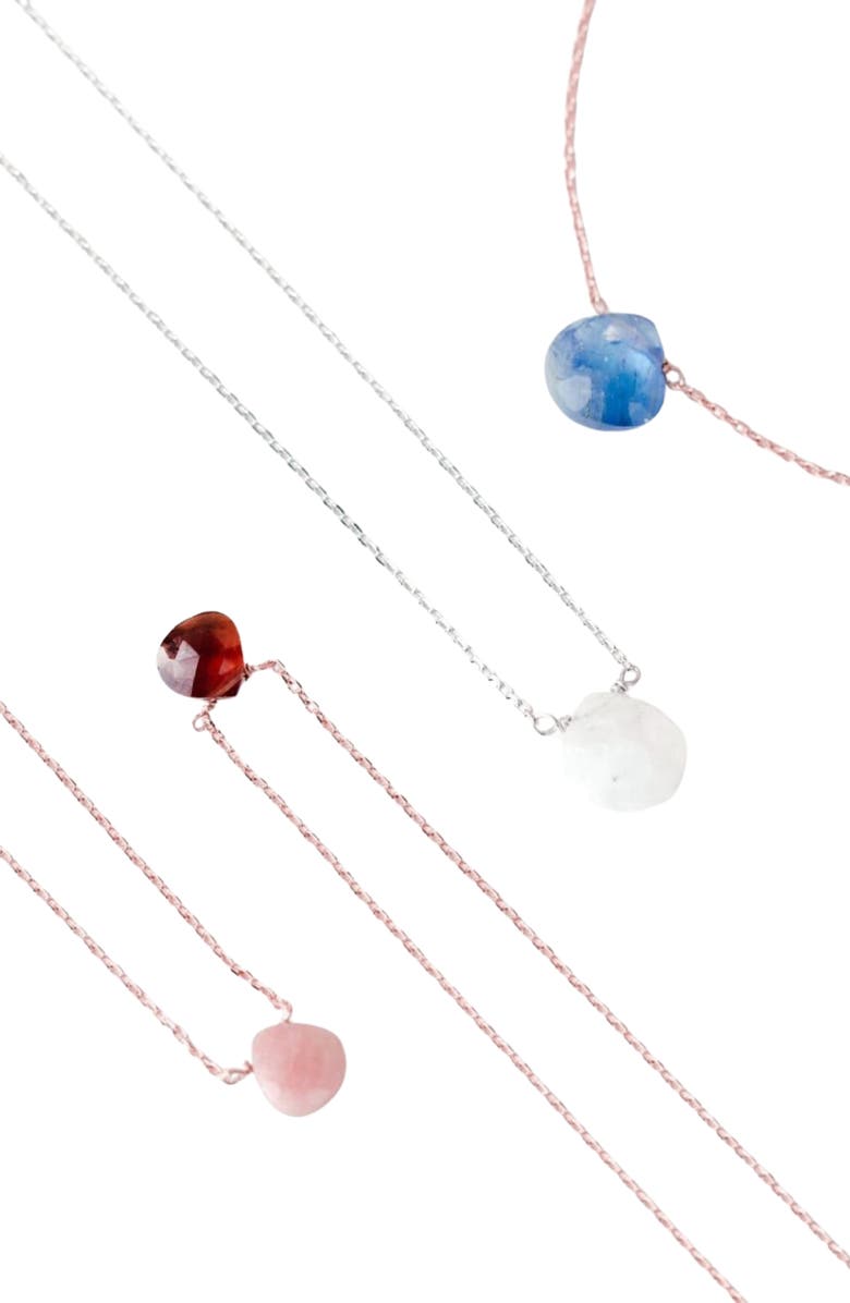 Bearfruit Jewelry Gemma Dainty Gemstone Necklace Trendy Minimalist, Alternate, color, White Moonstone