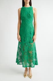 Lela Rose Lattice Guipure Lace Midi Dress