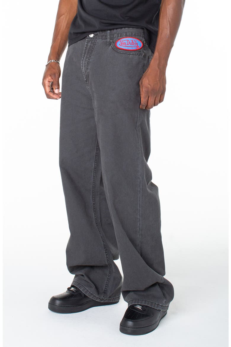 Baggy Contrast Graphic Patch Straight Reaper Pant, Main, color, Moonless Night