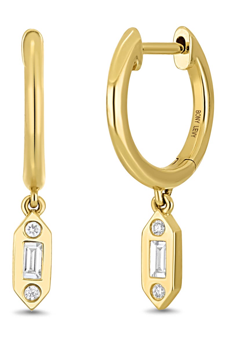 Gatsby Diamond Drop Huggie Hoop Earrings, Main, color, 18KY GOLD