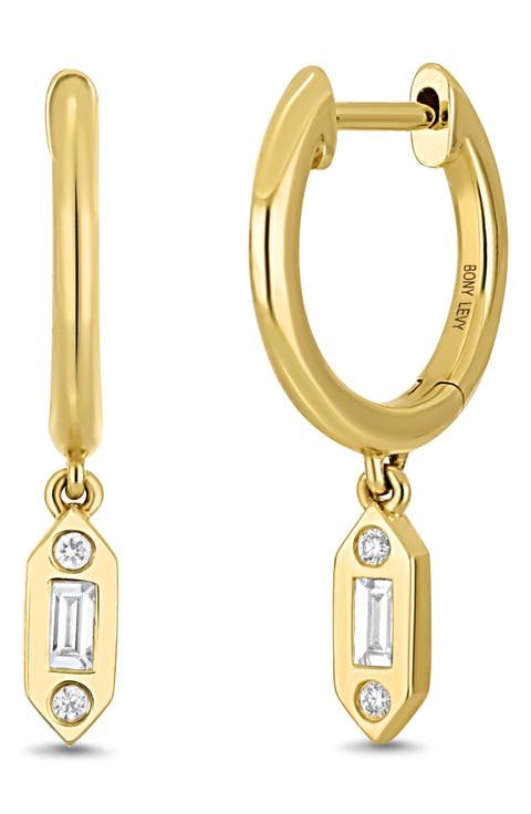 Gatsby Diamond Drop Huggie Hoop Earrings