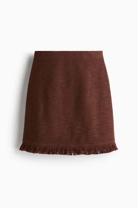 Fringed Bouclé Skirt