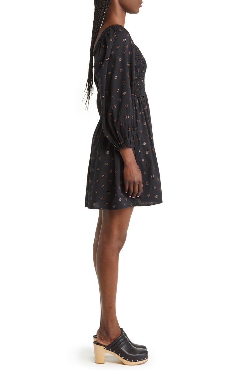 Madewell Lucie Dot Daisies Sweetheart Midi Dress, Alternate, color,