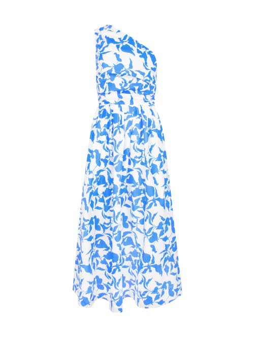Ro&zo Womens Blue Aubrey Leaf-print Cotton Maxi Dress In Blue