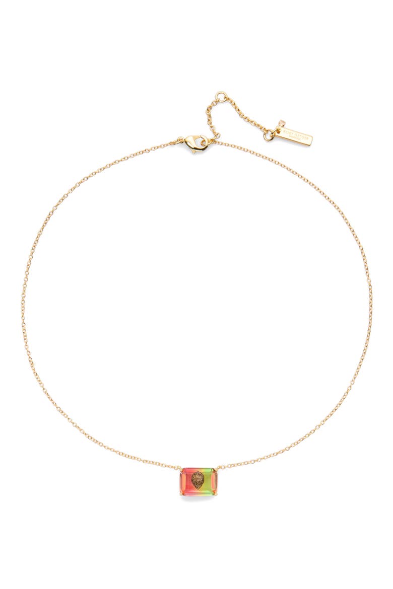 Emerald Cut Tourmaline Pendant Necklace, Main, color, GOLD/ MULTI