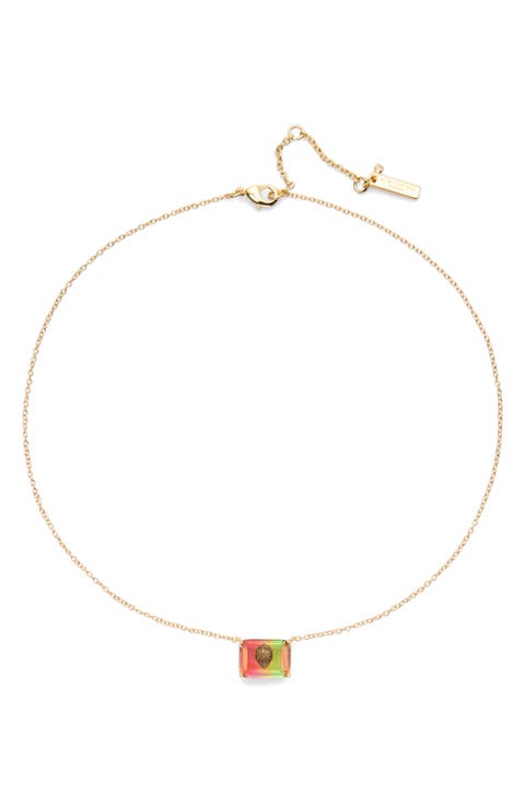 Emerald Cut Tourmaline Pendant Necklace