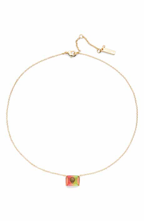 Kurt Geiger London Emerald Cut Tourmaline Pendant Necklace