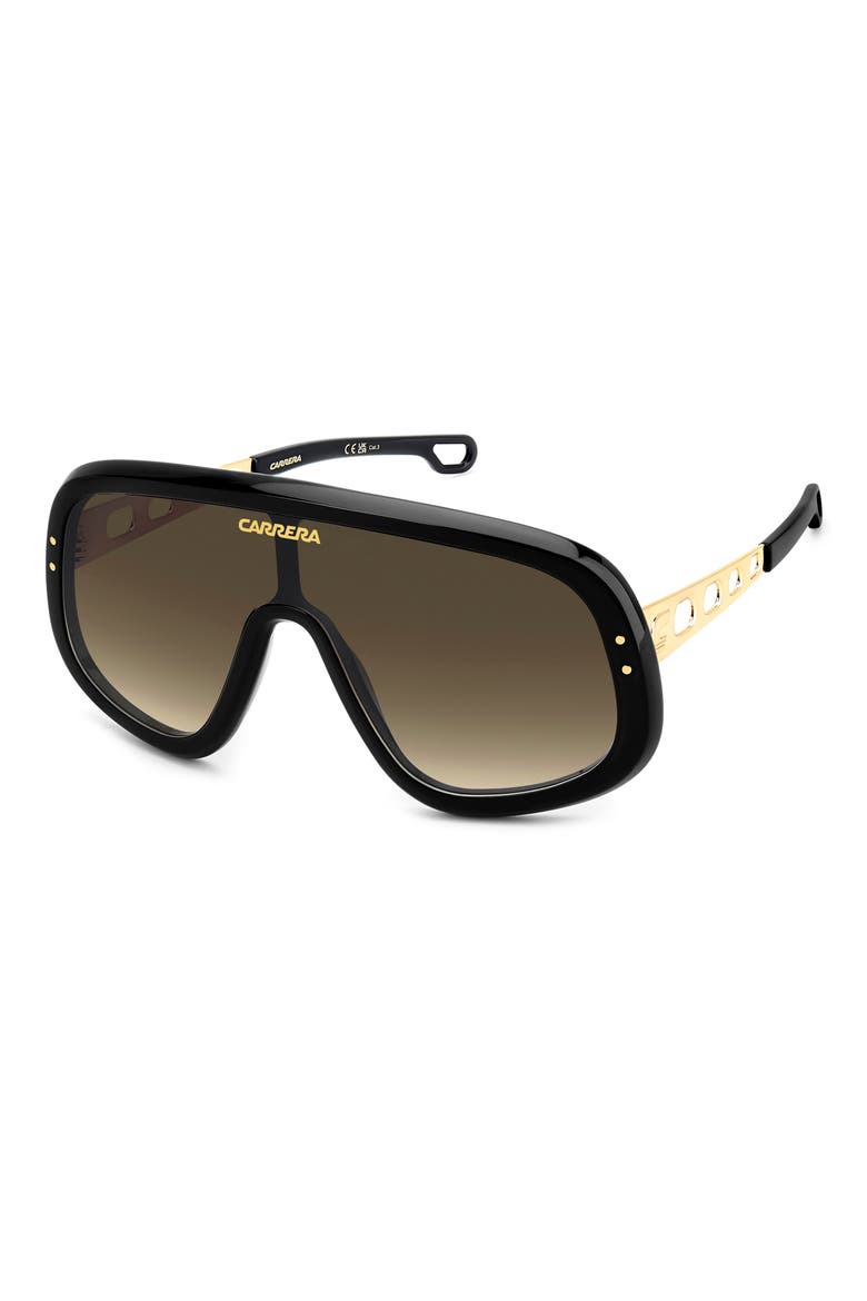 99mm FLAGLAB 17 99mm Shield Sunglasses, Alternate, color, BLACK GOLD/ BROWN GREEN