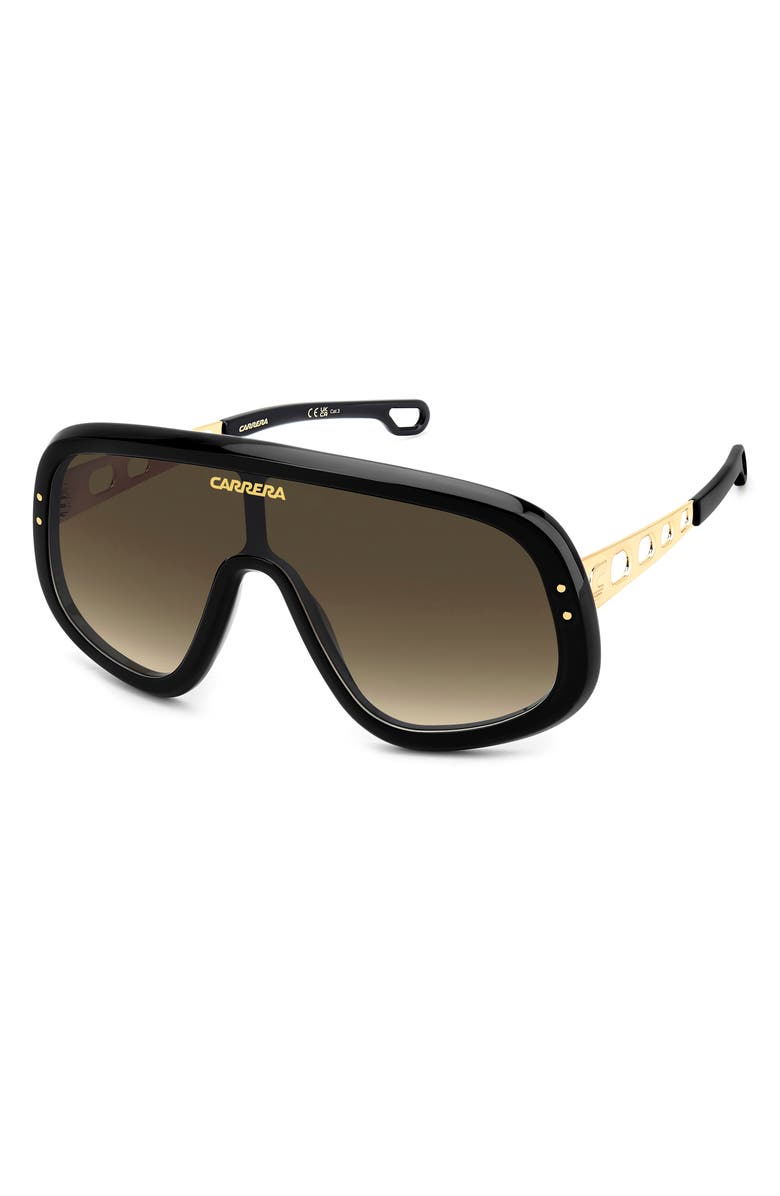 Carrera Eyewear 99mm FLAGLAB 17 99mm Shield Sunglasses, Alternate, color, Black Gold/ Brown Green