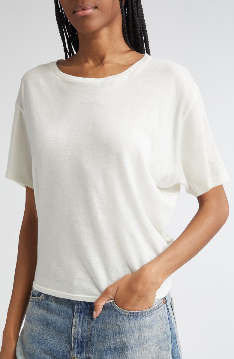 R13 Tight Waist Cotton & Cashmere T-Shirt, Alternate, color, White