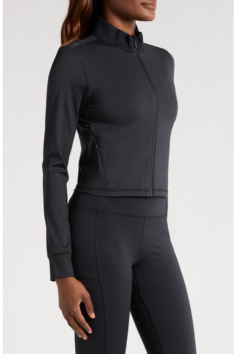 Moveknit Full Zip Crop Jacket, Alternate, color, HEATHER BLACK