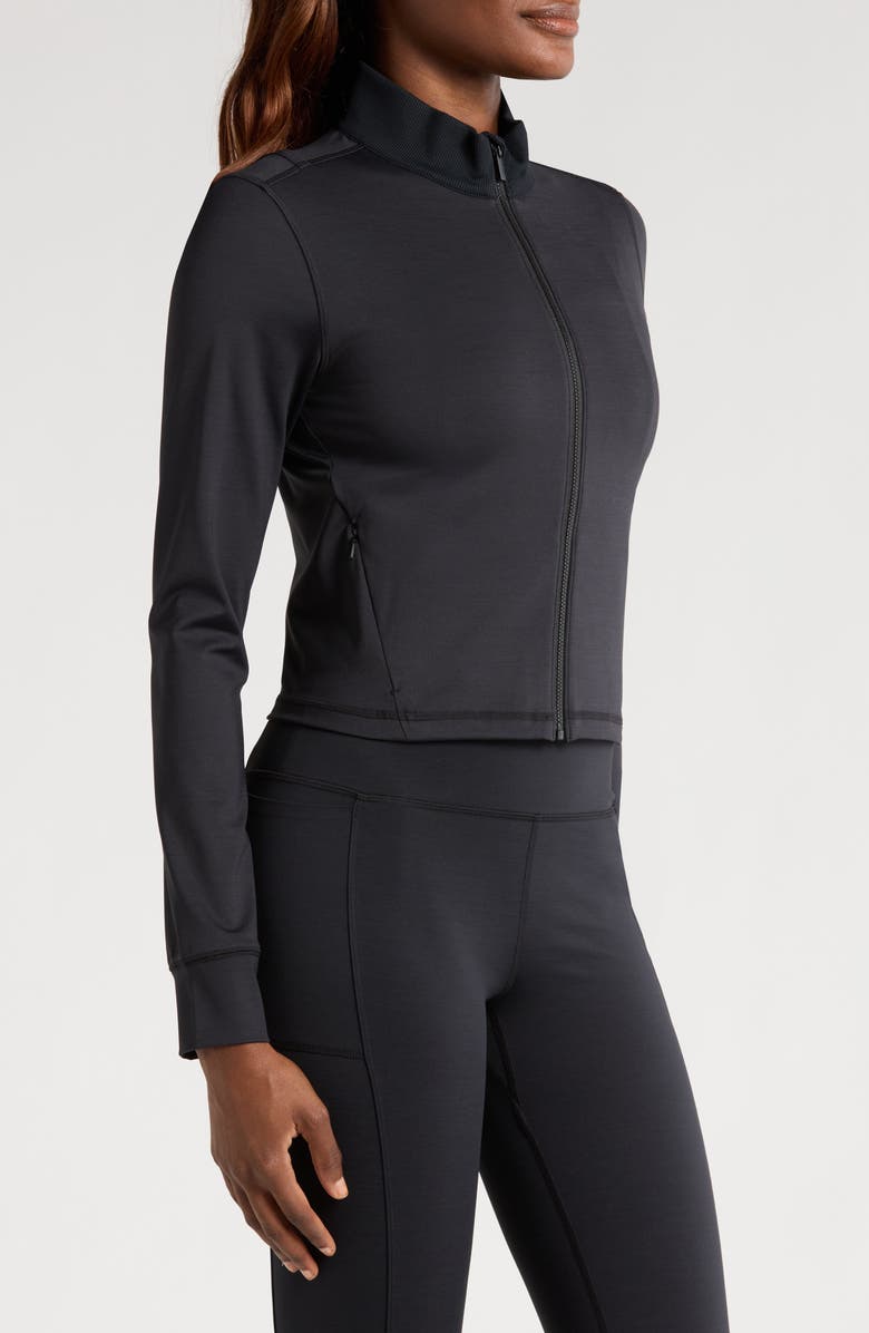 TravisMathew Moveknit Full Zip Crop Jacket, Alternate, color, Heather Black