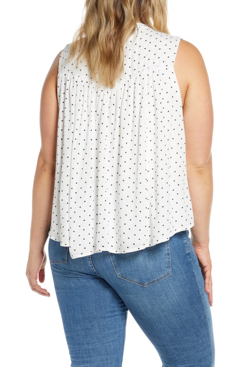 Gibson x The Motherchic Boardwalk Tie Neck Woven Top, Alternate, color, WHITE DOT