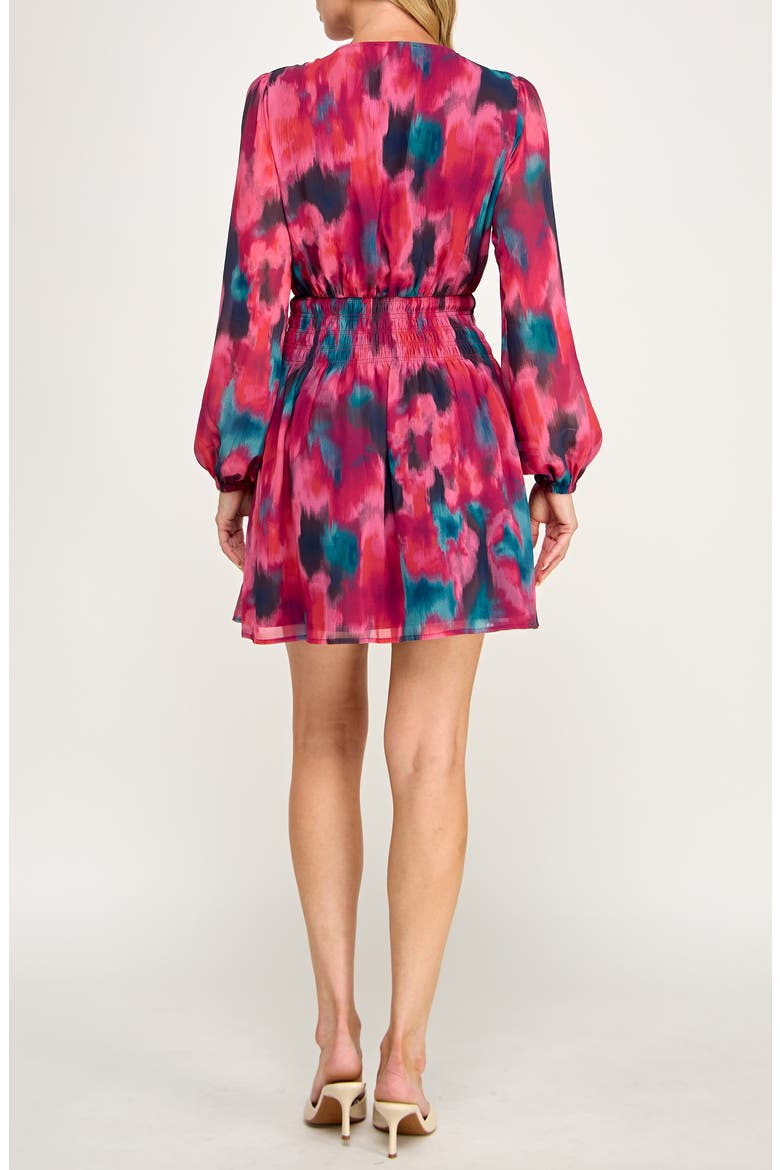 Smocked Waist Minidress, Alternate, color, MAGENTA BLUR