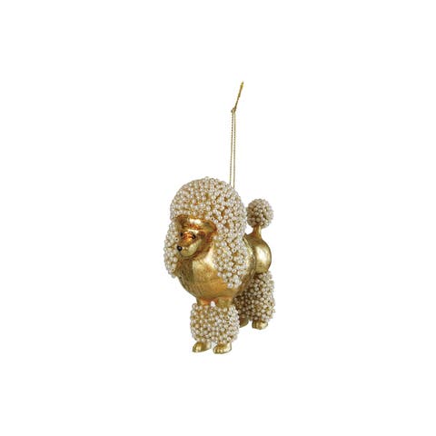 Glass Poodle Ornament with Faux Pearl Collar