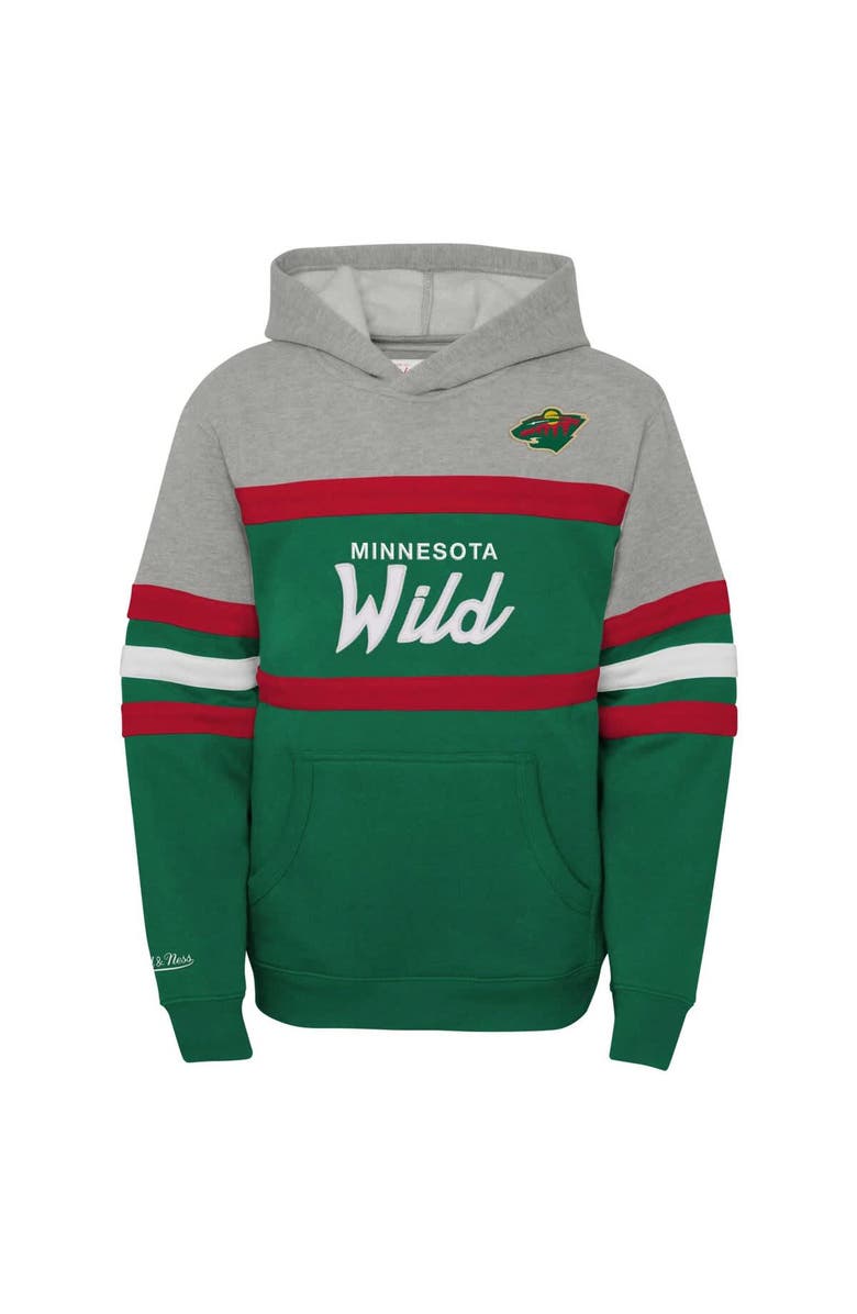 Mitchell & Ness Youth Mitchell & Ness Green Minnesota Wild Head Coach Pullover Hoodie, Alternate, color, 