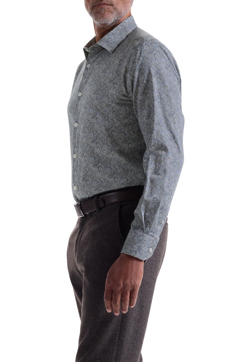 Julian Shaped Fit Paisley Stretch Cotton Button-Up Shirt, Alternate, color, TAUPE