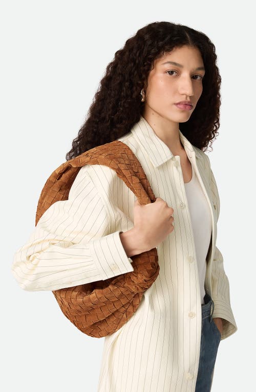 Bottega Veneta Teen Jodie Intrecciato Suede Hobo In Gold
