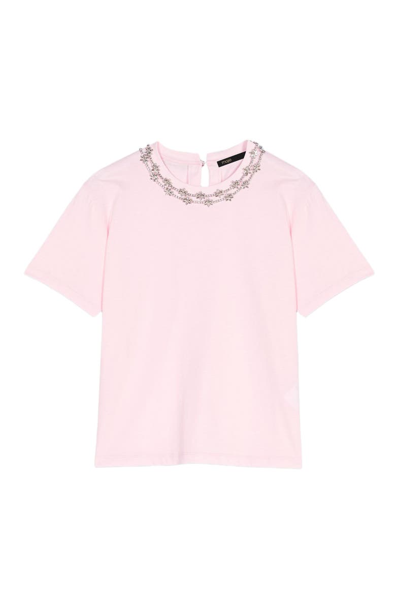maje Short-sleeve jewel neck T-shirt, Alternate, color, Pink