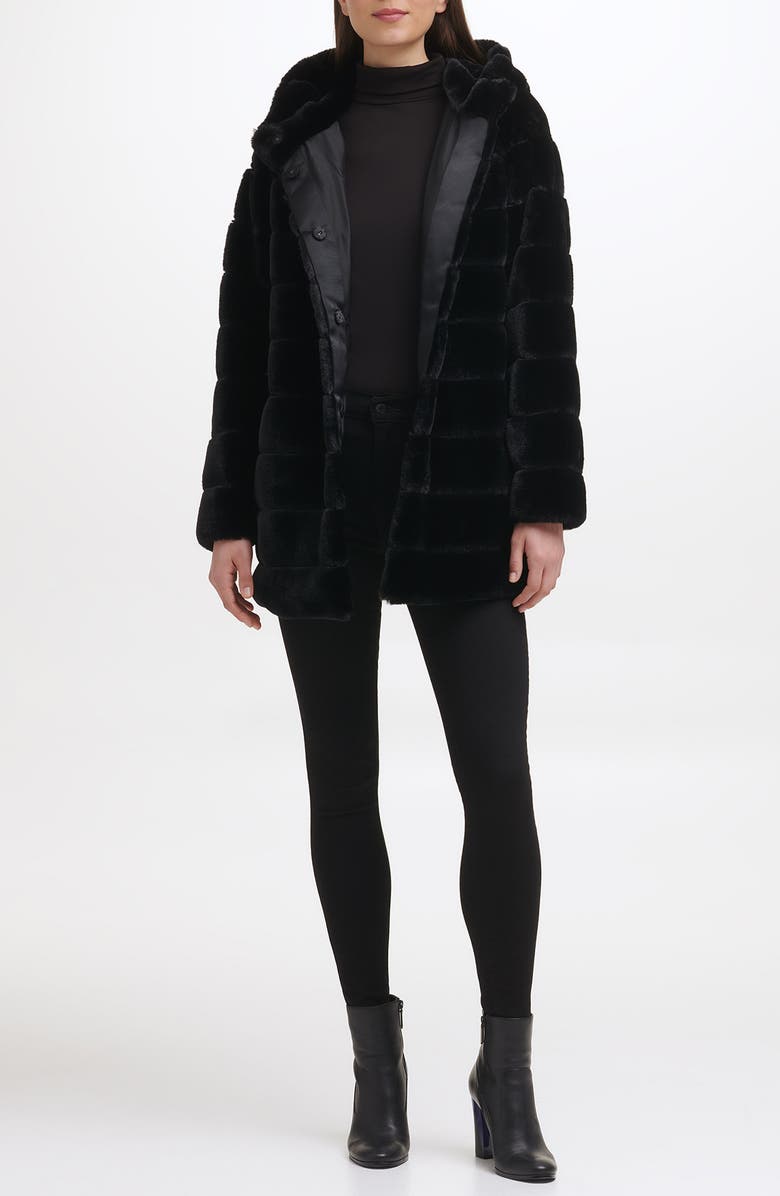 Kenneth Cole New York Grooved Faux Fur Jacket, Alternate, color, 