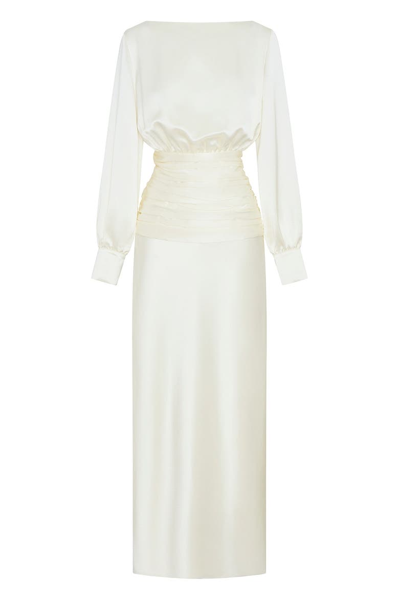 Samina Gown With Shirred Waistband, Alternate, color, CHALK