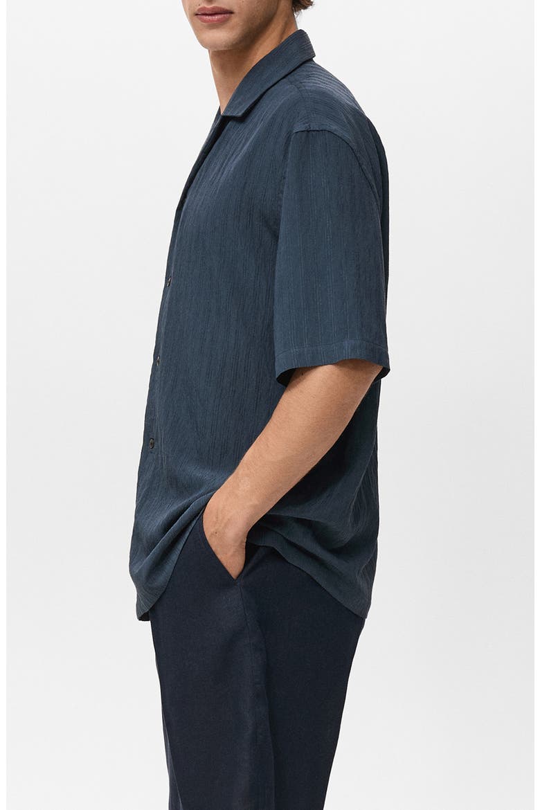 Stripe Embroidered Camp Shirt, Alternate, color, NAVY