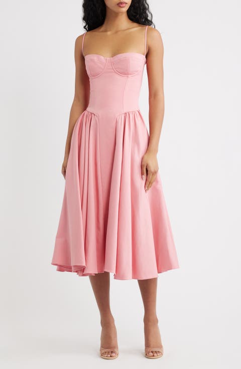 Samaria Corset Fit & Flare Midi Cocktail Dress