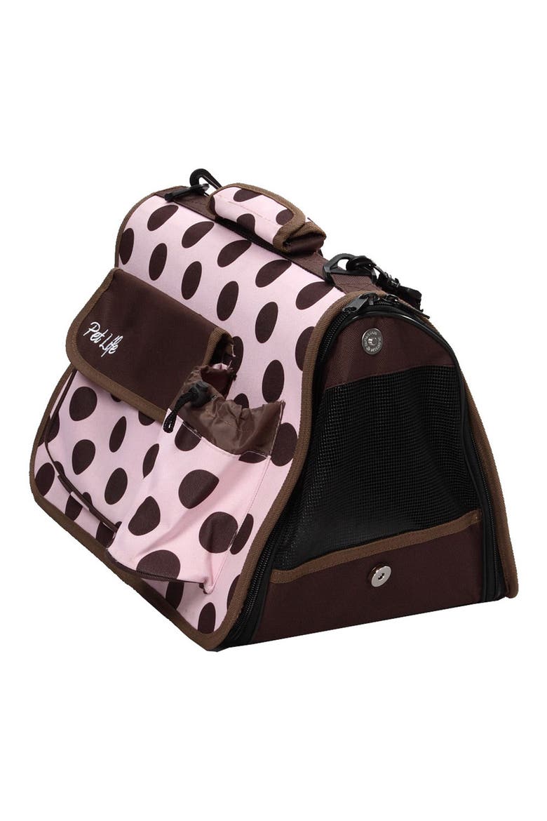 Faux Shealing Lined Folding Zippered Airline-Approved Casual Carrier, Main, color, PINK AND BROWN