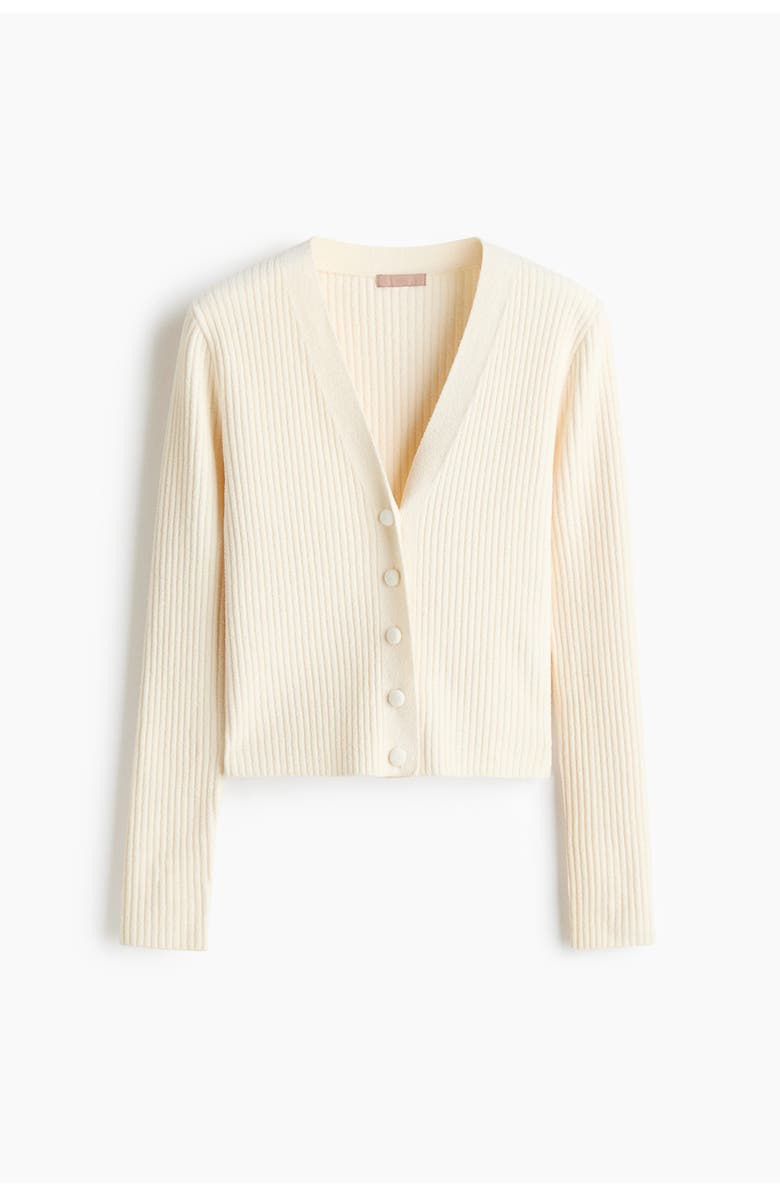 H&M Rib-knit Cardigan, Main, color, Cream